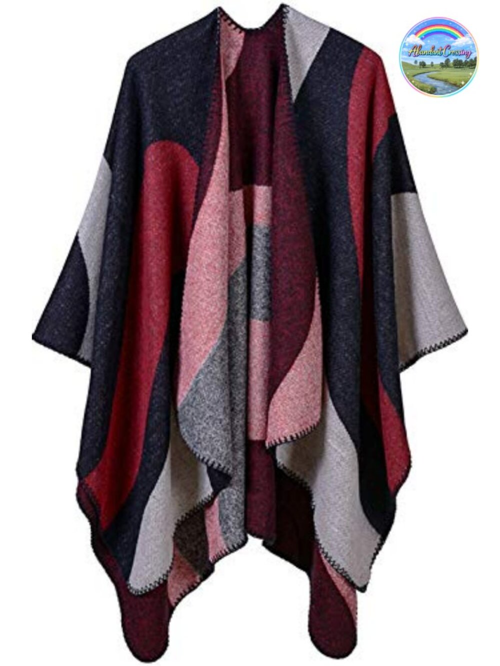 Women's Reversible Shawl Wrap Poncho Cape Cardigan Open Front
